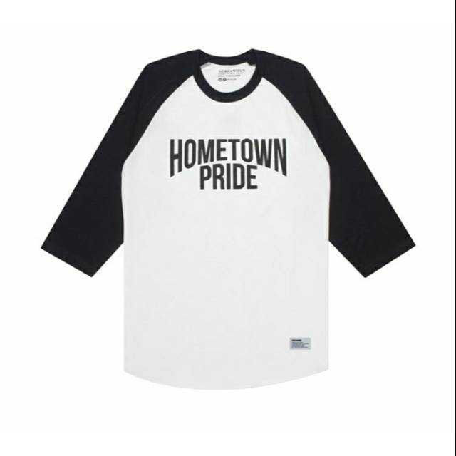 T SHIERT RAGLAN HOMETOWN PRIDE WHITE&BLACK