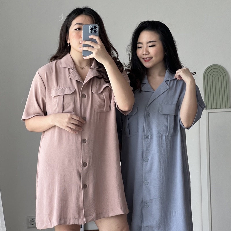 Ava Shirtdress (Kemeja Dress / Kemeja Kantong / Outer / Tunic / Shirt )