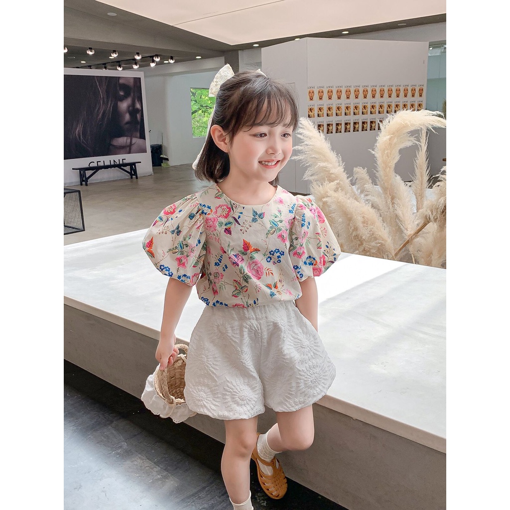 (LOLI-JKT) BS-167 STELAN ANAK CEWEK CELANA BUNGA BLOUSE SIZE 100-140