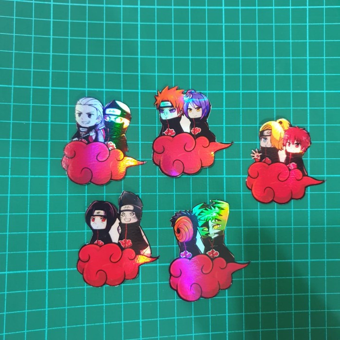 Jual Sticker Hologram Anime Naruto Akatsuki Cloud set 5pcs