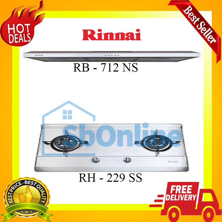 KOMPOR TANAM RINNAI RB - 712 NS - COOKERHOOD RH - 229 SS