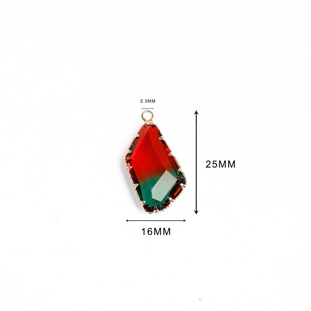 1 pc 16*25mm Grosir Fashion kualitas tinggi Tembaga Berpakaian Kaca Berbentuk Kristal Liontin Aperture 2.3mm