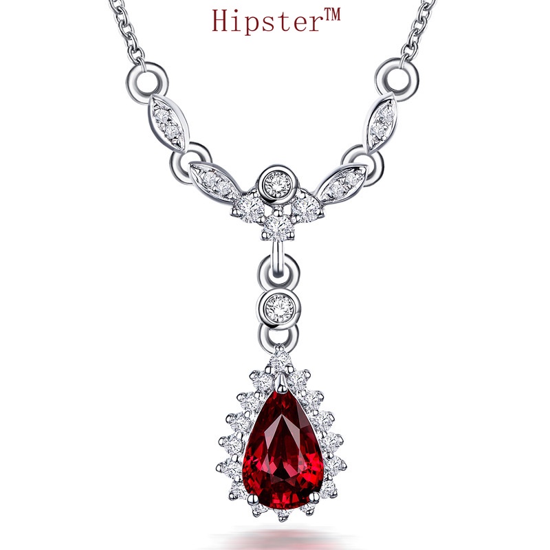 Vintage Temperament and Fully-Jewelled Natural Ruby Pendant Necklace