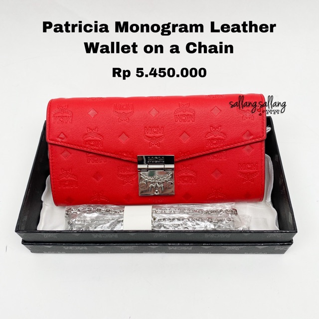 MCM Patricia Monogram Leather Wallet on Chain