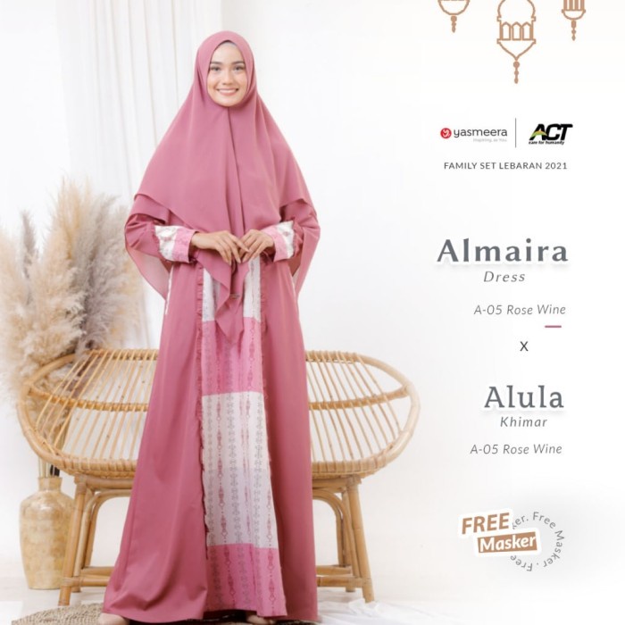 PREMIUM ALMAIRA DRESS MOM BY YASMEERA SARIMBIT 2021 (READY AWAL FEB 2021) - ROSE WINE, XS