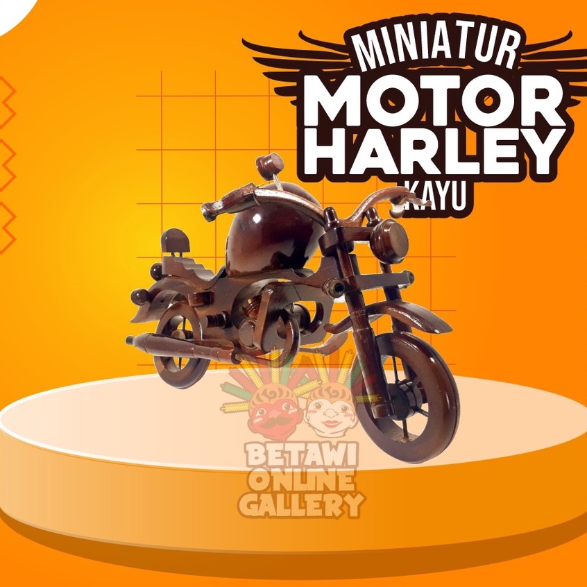 Miniatur Motor Harley Kayu jati