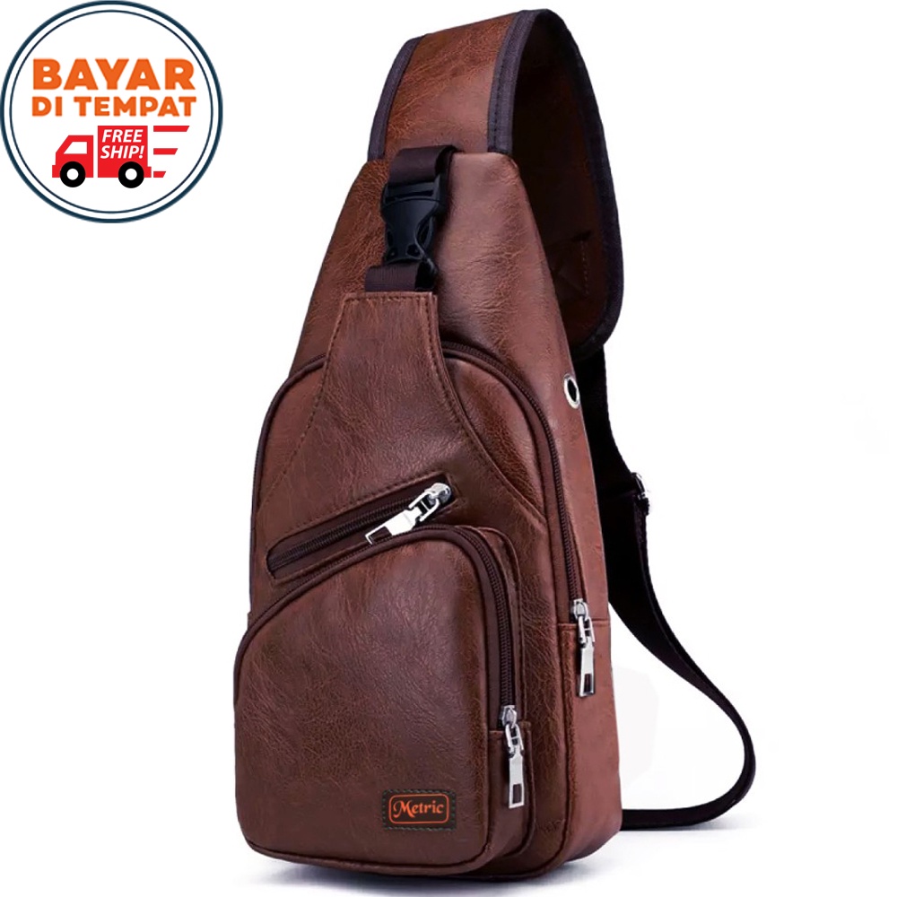 SHOPEE 7.7 BOMBASTIS SALE!! TAS SLINGBAG PRIA TAS PRIA TAS KULIT SINTETIS SLINGBAG KULIT 100% ANTI AIR