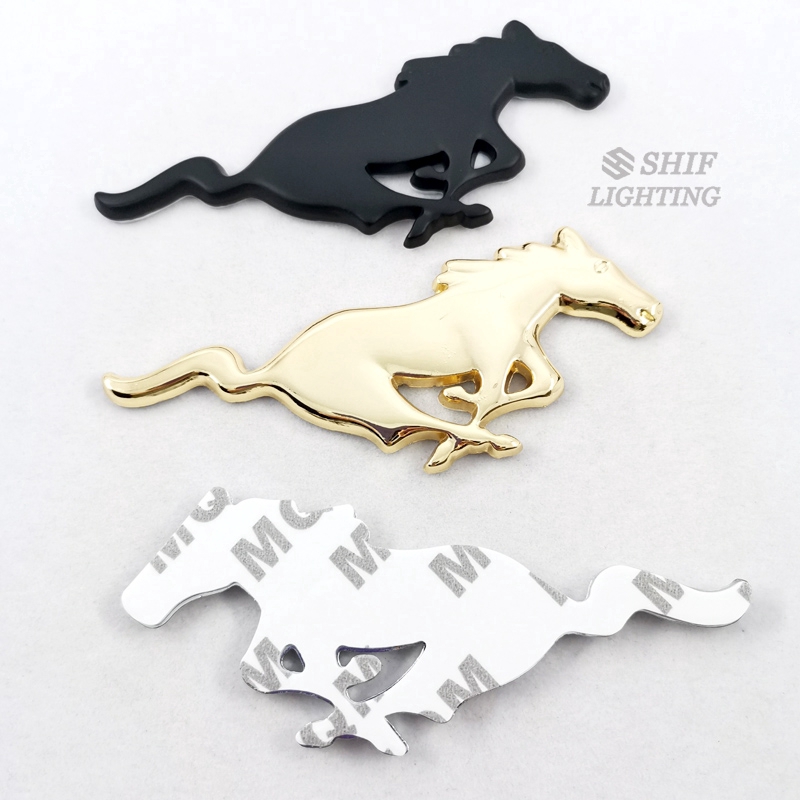 2pcs Stiker Emblem Logo Kuda Besar Bahan Metal Untuk Ford Mustang