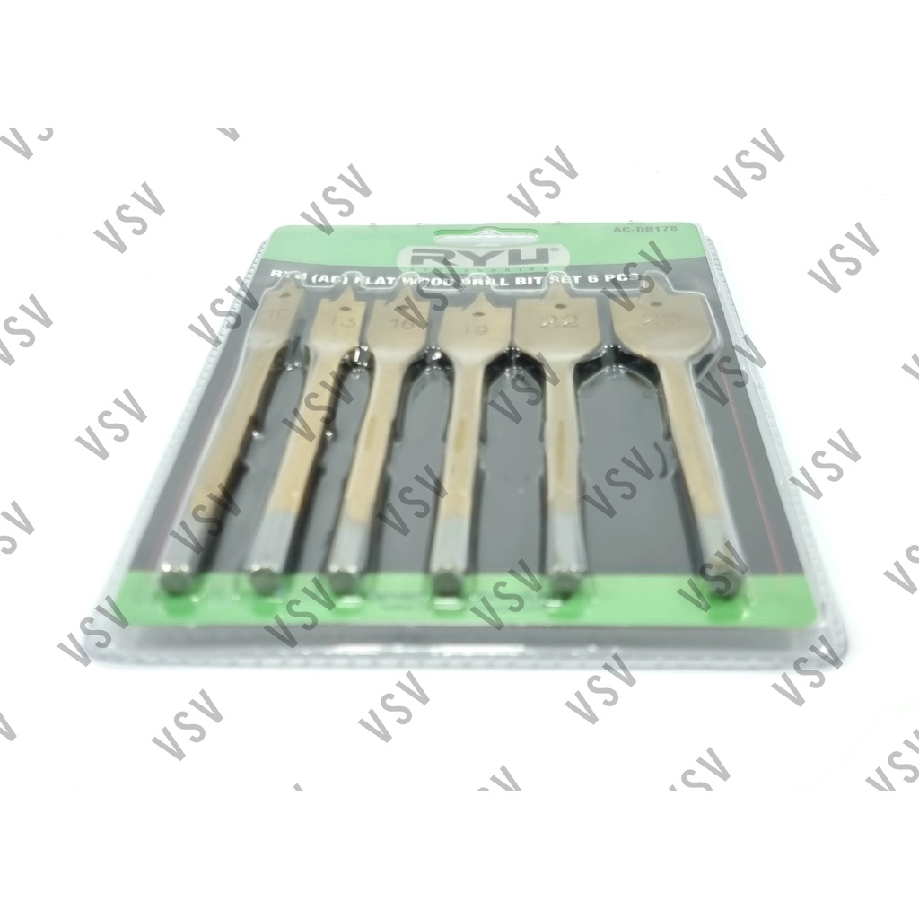 RYU Mata Bor Kayu set Mata Bor kipas set 6pcs Flat Wood Drill Bits