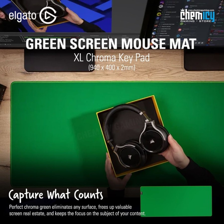 Elgato Green Screen Mouse Mat XL Extended Chroma Key Desk Pad Mousepad