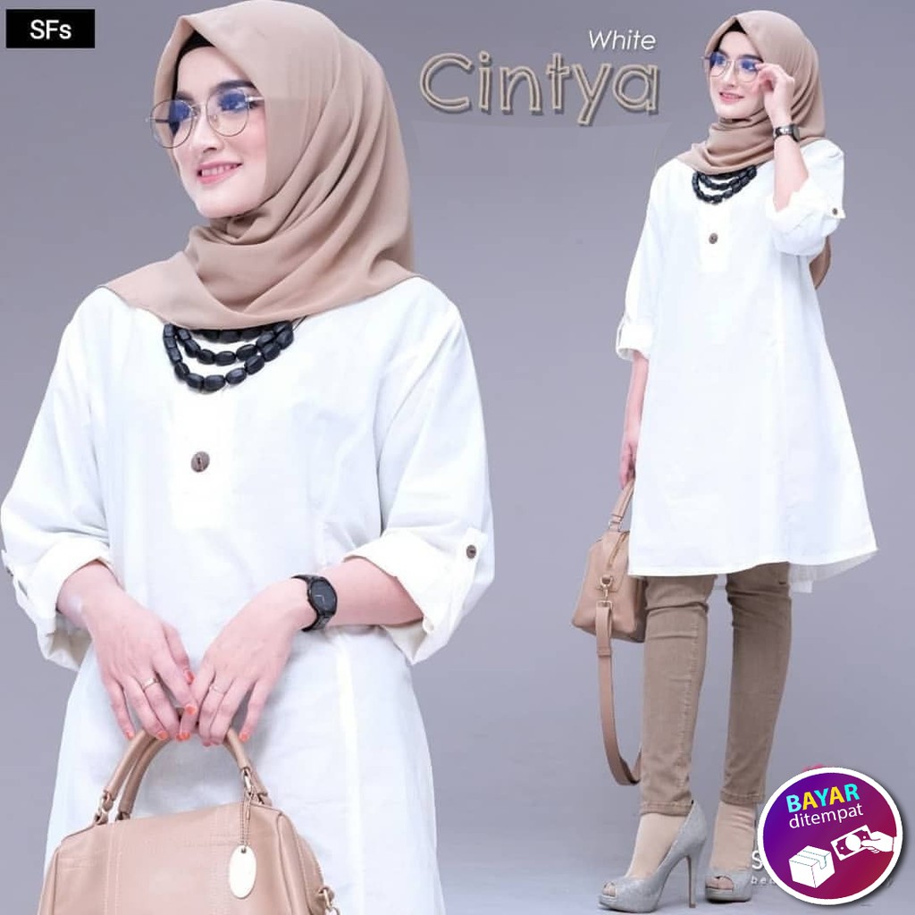 Baju Tunic Muslim Muslimah Cintya Tunik Panjang Atasan Wanita Murah