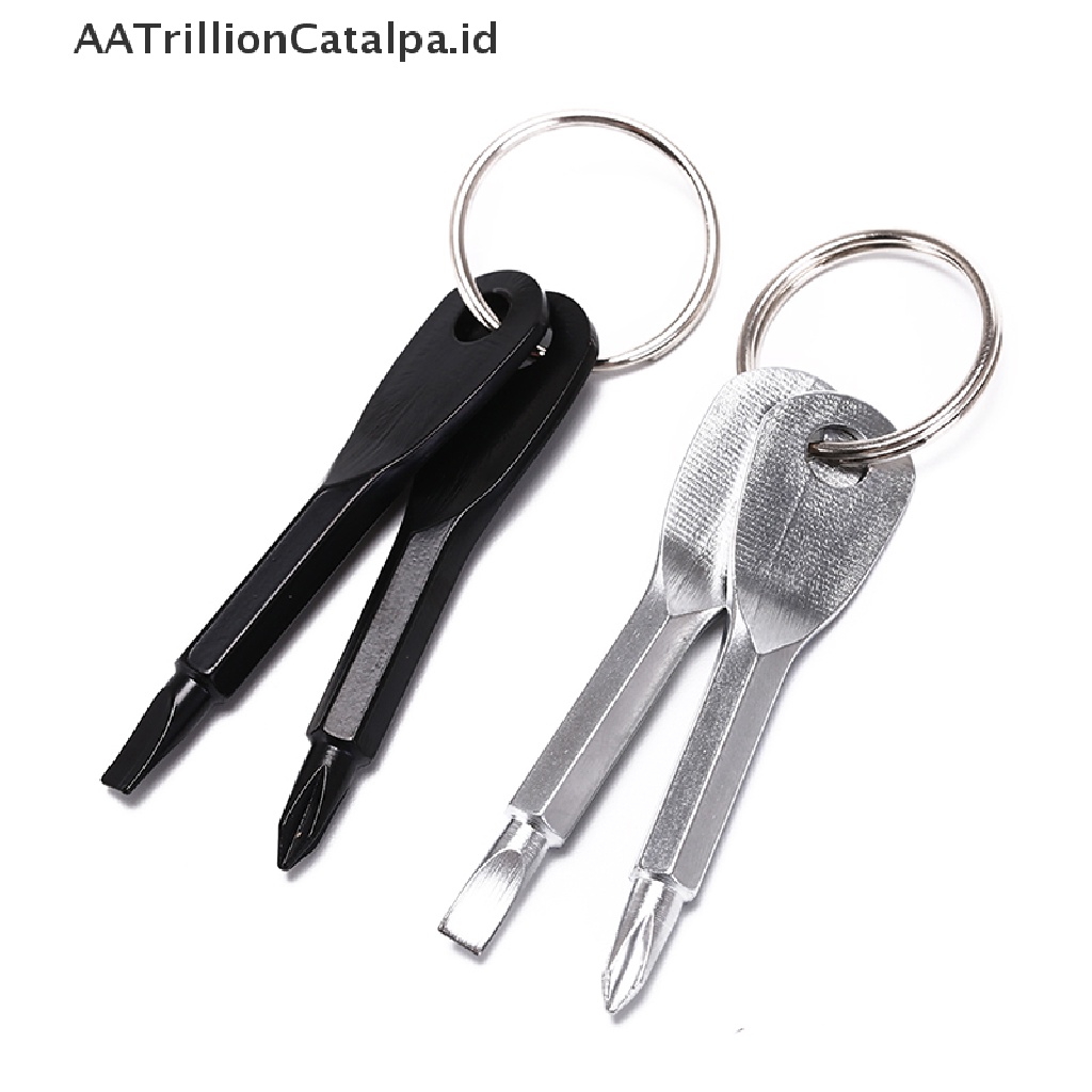 Aatrillioncatalpa 2Pcs / Set Obeng Saku Multifungsi Dengan Gantungan Kunci Untuk Outdoor