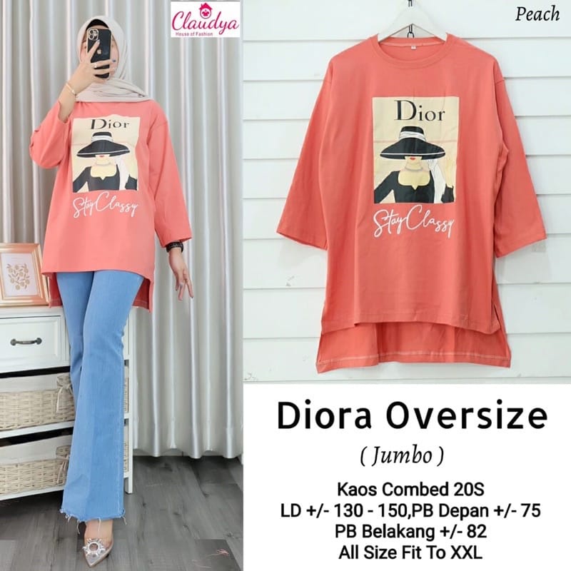 Baju Atasan Wanita Terbaru Diora Kaos Oversize Ld120 Blouse Wanita Bahan Combed Aplikasi Sablon
