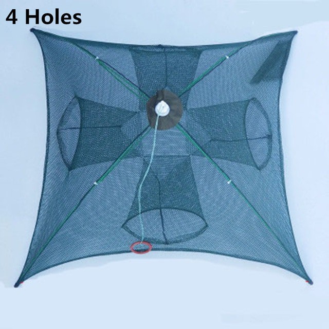 Jaring Pancing Ikan Udang Automatic Folding Umbrella Fishing Net Cage 4 Holes