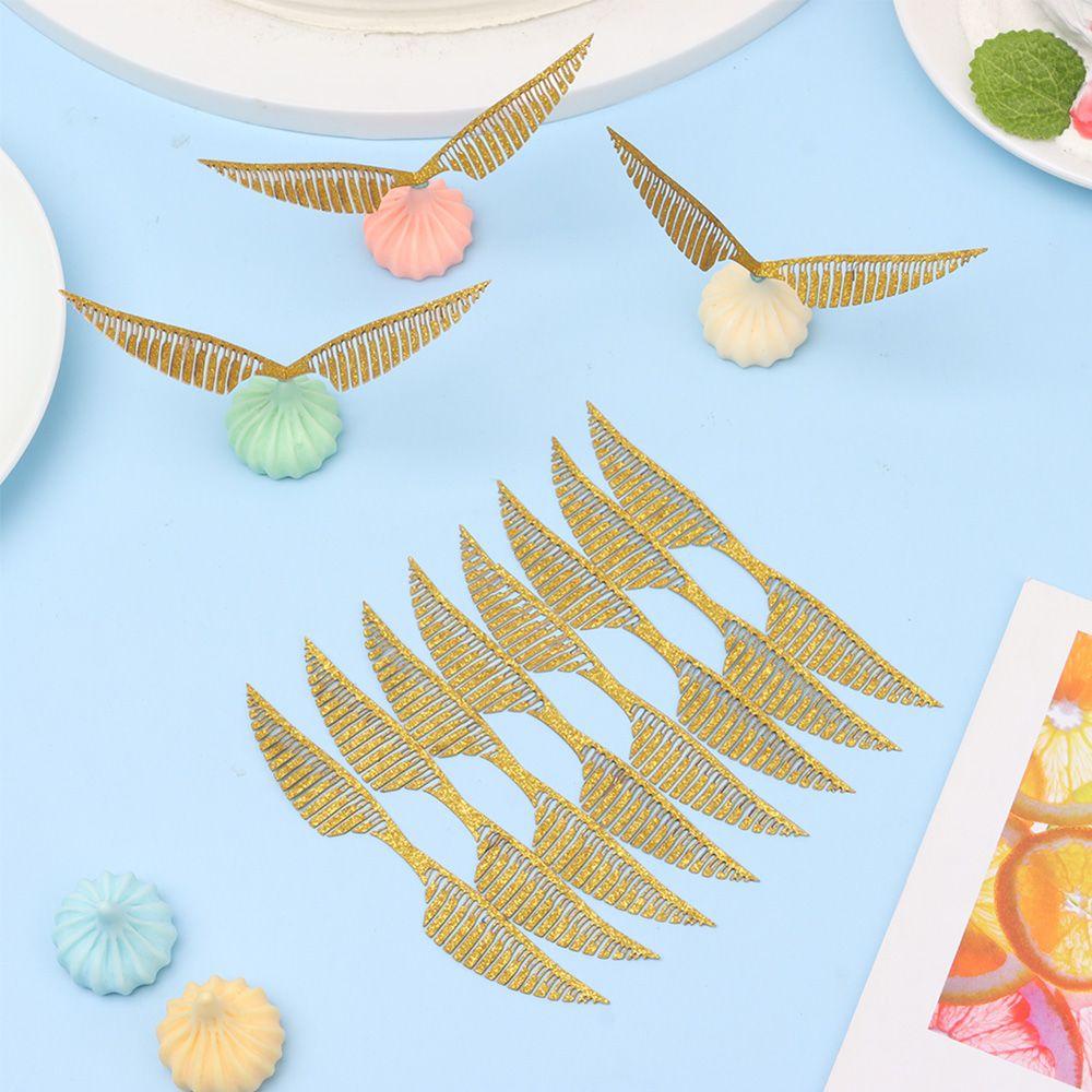 Solighter 50Pcs Hollowed Wings Cupcake Toppers Dekorasi Coklat Sayap Penyihir Pesta Praktis