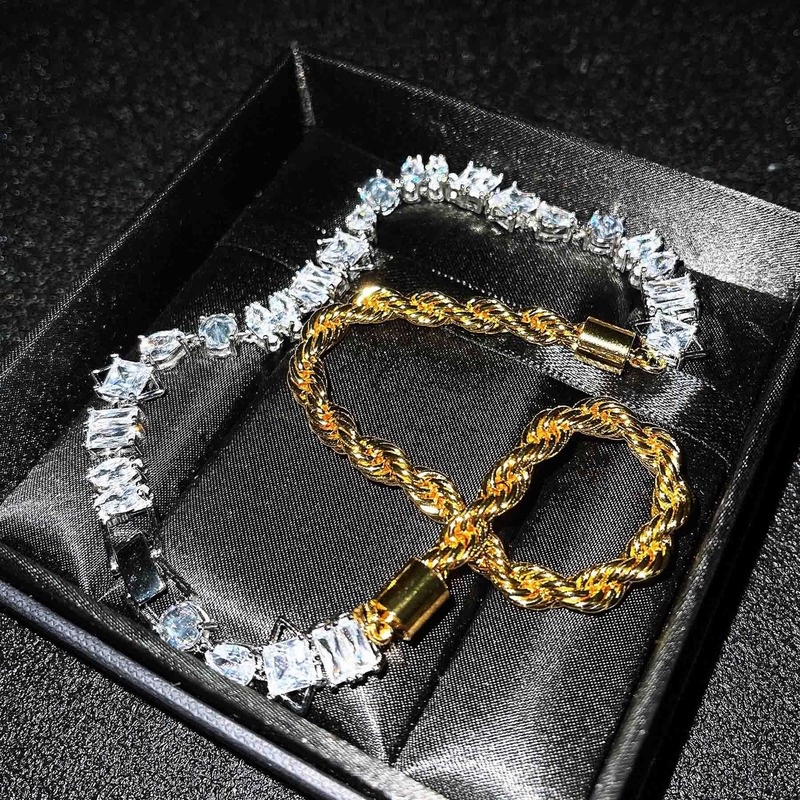 Fashion Creative Two-Color Electroplating Necklace High Carbon Diamond Heavy Industry Bracelet