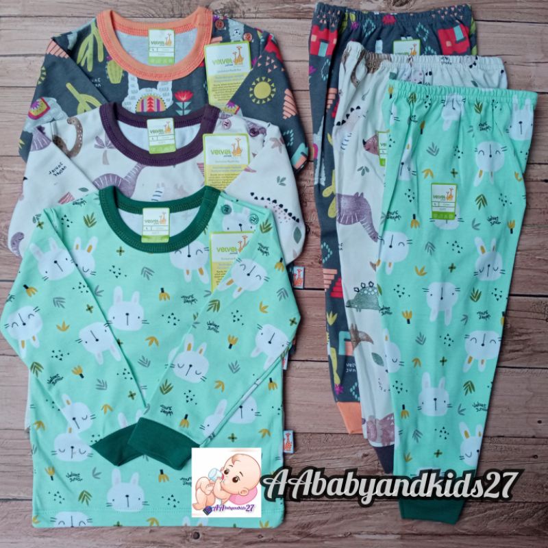 3 PASANG SETELAN VELVET JUNIOR KANCING BAHU LENGAN PANJANG MOTIF TERBARU STARRY NIGHT UK NB S M L