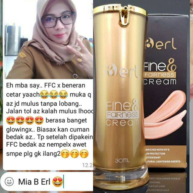 B Erl Fine and Fairness Cream / B Erl Cosmetics / Base Make Up / Memberikan Efek Glowing Cerah 5.0