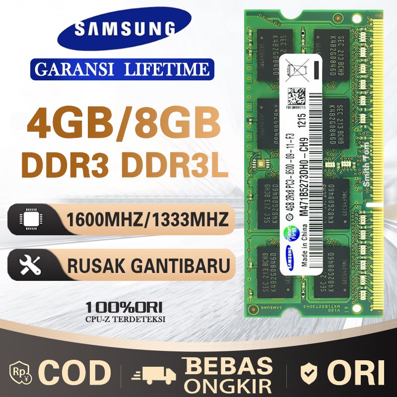 Memory ram laptop samsung SODIMM DDR3 DDR3L 2GB 4GB 8GB 1600MHZ PC12800 1333MHZ PC10600