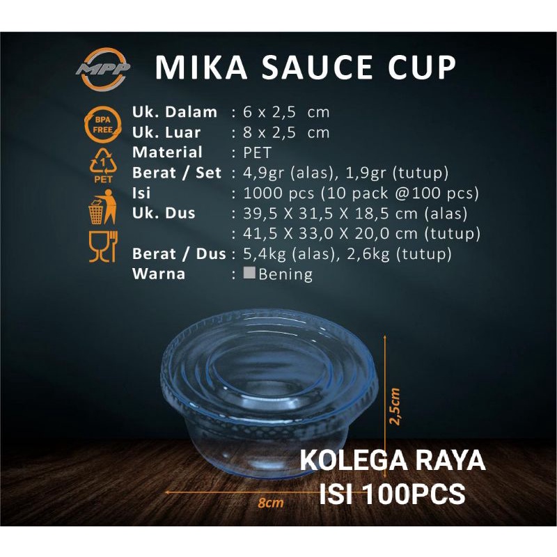 Mika Saus Cup Polos  140ml  isi 100 pcs