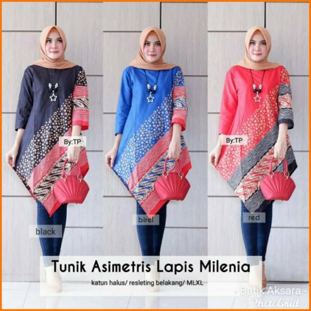 Tunik Asimetris Lapis Milenia Tunic Batik Lancip Modern Murah Model Terbaru 2020 Original Batik Sol Shopee Indonesia