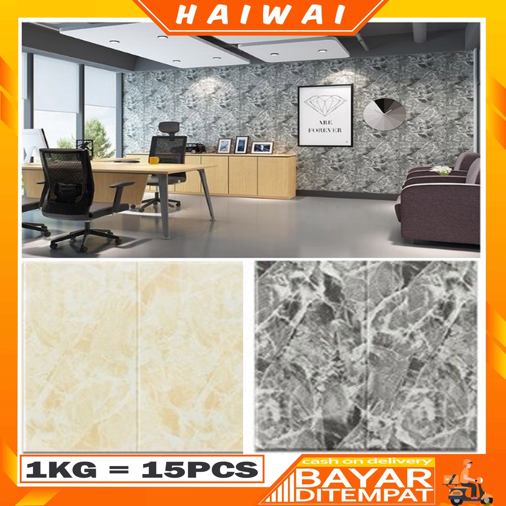HaiWai COD Wallpaper Sticker Foam 3D motif Marble / Stiker Dinding 70cm x 70cm U134