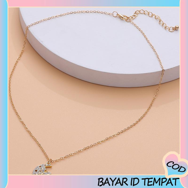 COD❤️ Fashion Indah Cinta Bulan Bintang Kupu-kupu Berkilau Kalung Surat CINTA-A.one