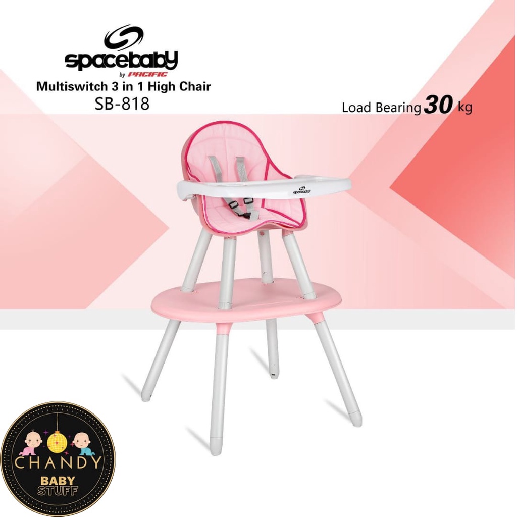 KURSI MAKAN BAYI HIGH CHAIR SPACE BABY MULTI SWITCH 3IN1 SB 818