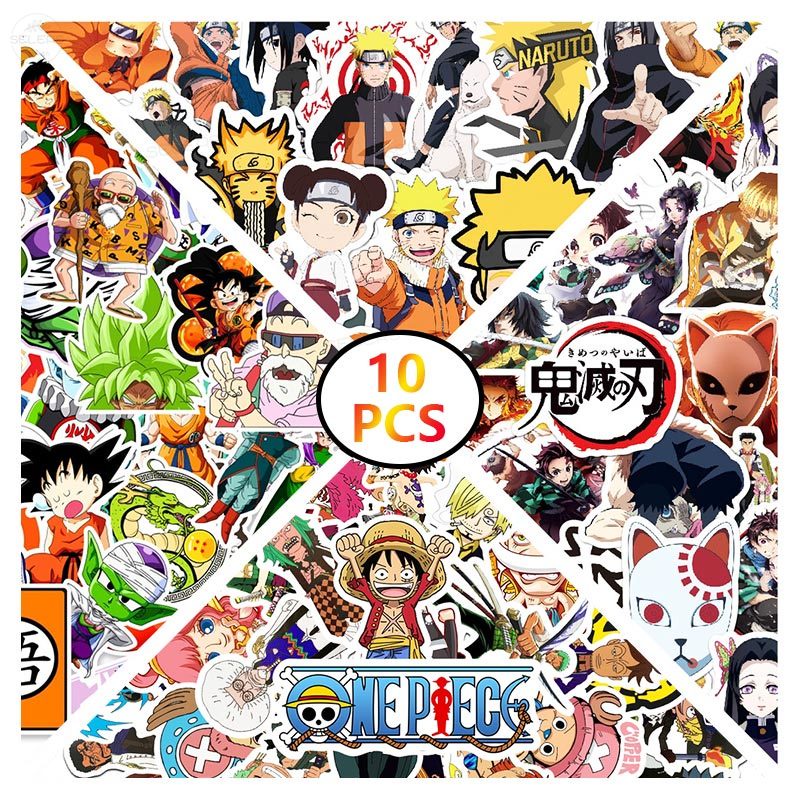 Set Stiker Desain Anime One Piece DemonSlayer Naruto BTS Tahan Air Untuk Laptop Ponsel