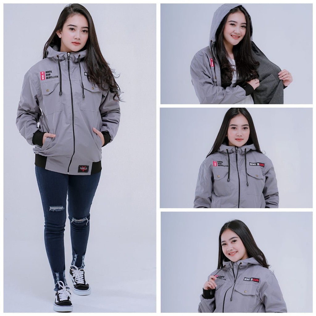 JAKET SEMI PARKA WANITA TASLAN HOODIE CEWEK PARASIT JN REBEL ID