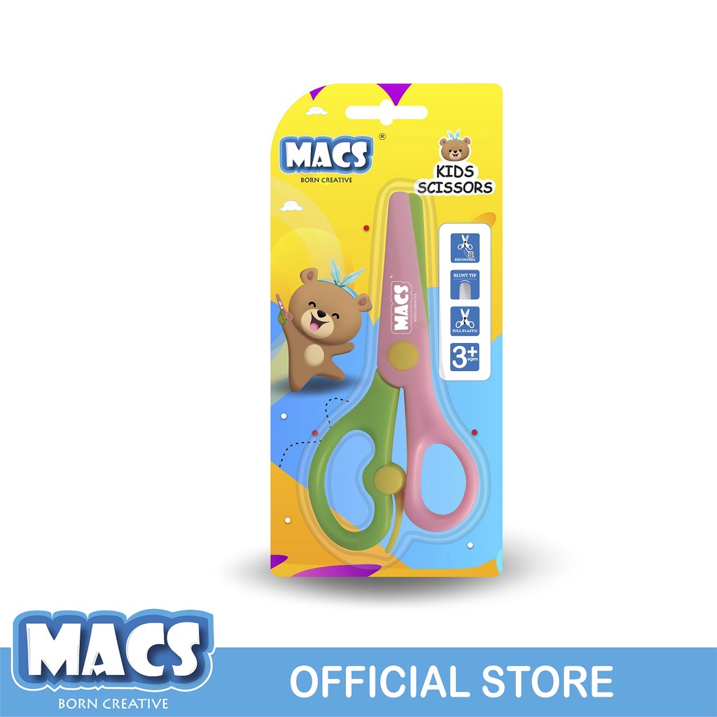 

Macs Gunting Anak Hijau Merah Muda / Kids Scissors Green Pink