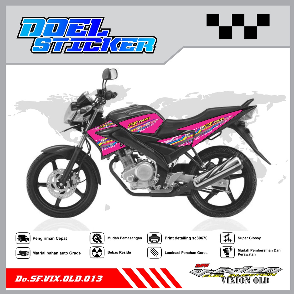 STICKER STRIPING VIXION OLD LAMA - STICKER STRIPING VIXION OLD LAMA 2008-2012 VARIASI HOLOGRAM/PELANGI , CROME DOEL 013