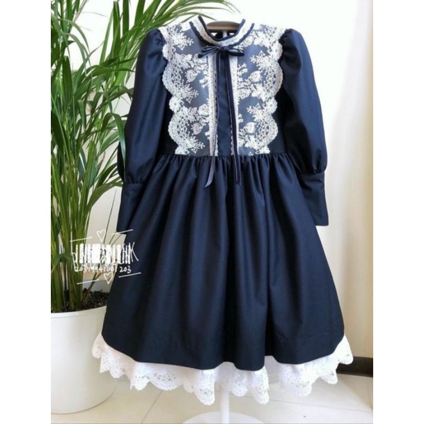 Gamis anak navy premium handmade vintage