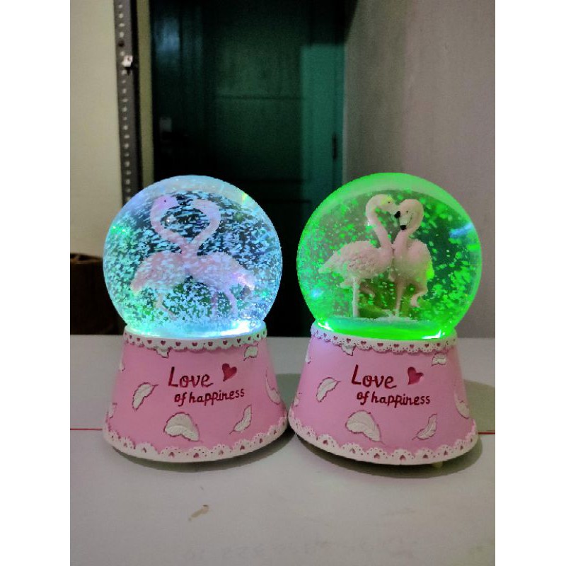 KOTAK MUSIK SNOWBALL JUMBO OTOMATIS MUSICBOX FLAMINGGO COUPLE EIFFEL UNICORN PONY HELLOKITTY FROZEN