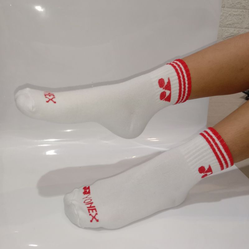 NEW Kaos kaki olahraga badminton Yonex putih garis merah termurah