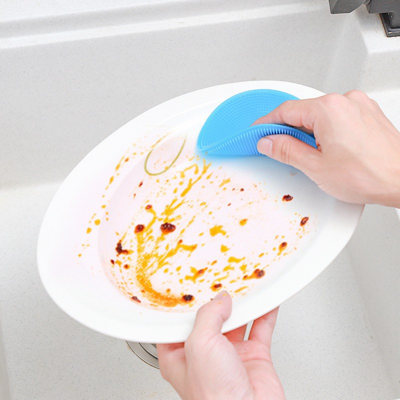 Spons Spon Cuci Piring Bulat Silikon Multifungsi / Spons Pencuci Piring Panci Silicon