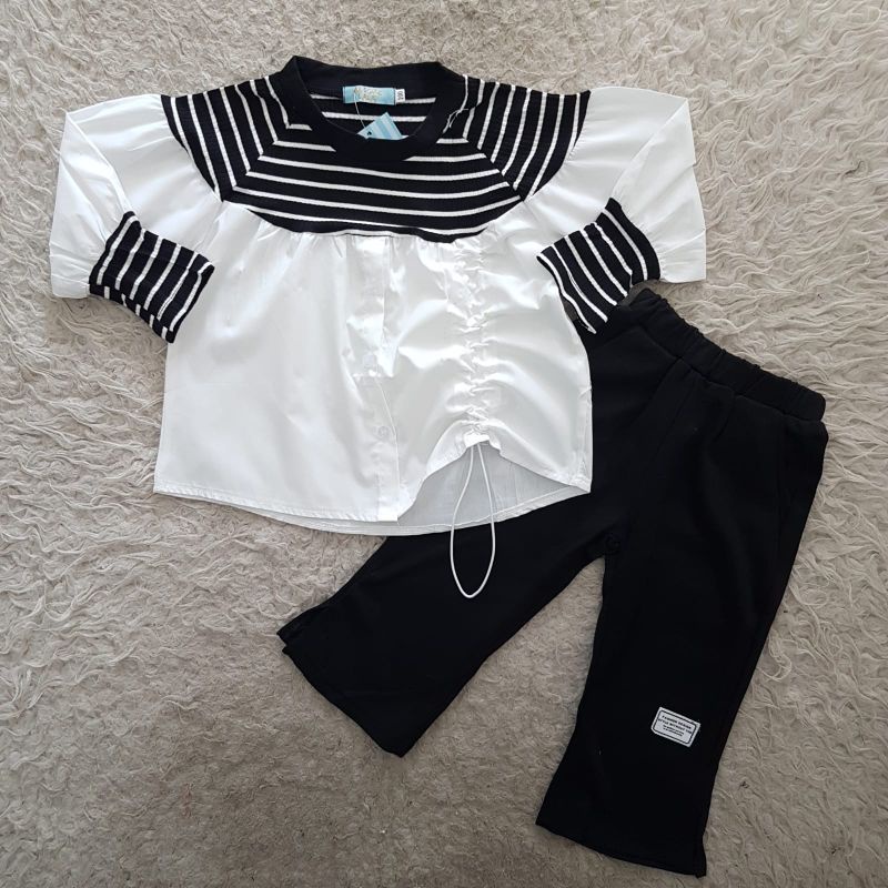 baju bayi White and Black Set