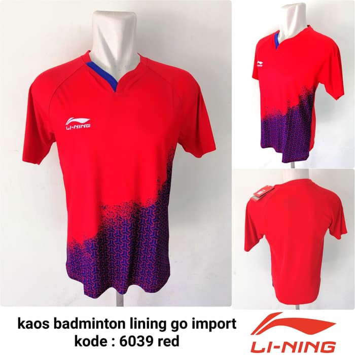Baju kaos badminton Lining kaos Li-ning badminton import 6039 RED