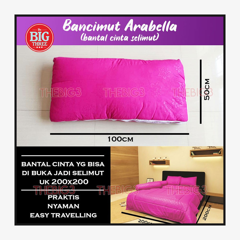 ARABELLA Bantal Cinta Selimut 50x100 200x200 Red Coffee Magenta Tosca Violet merah coklat - Bancimut