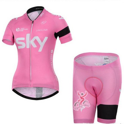 Baju Jersey Sepeda Sky Wanita Import Setelan Set Celana Padding