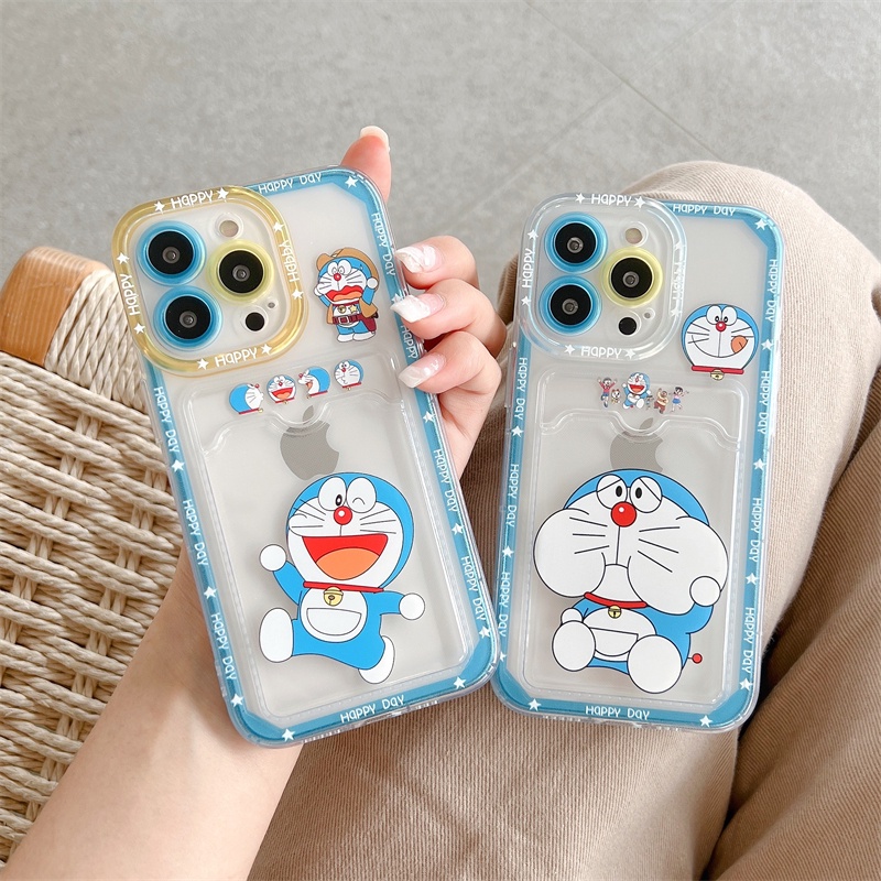 Soft Case Pelindung Lensa Transparan Desain Doraemon Untuk iPhone 12 13 Pro MAX 11 X XR XS MAX 7 8 Plus