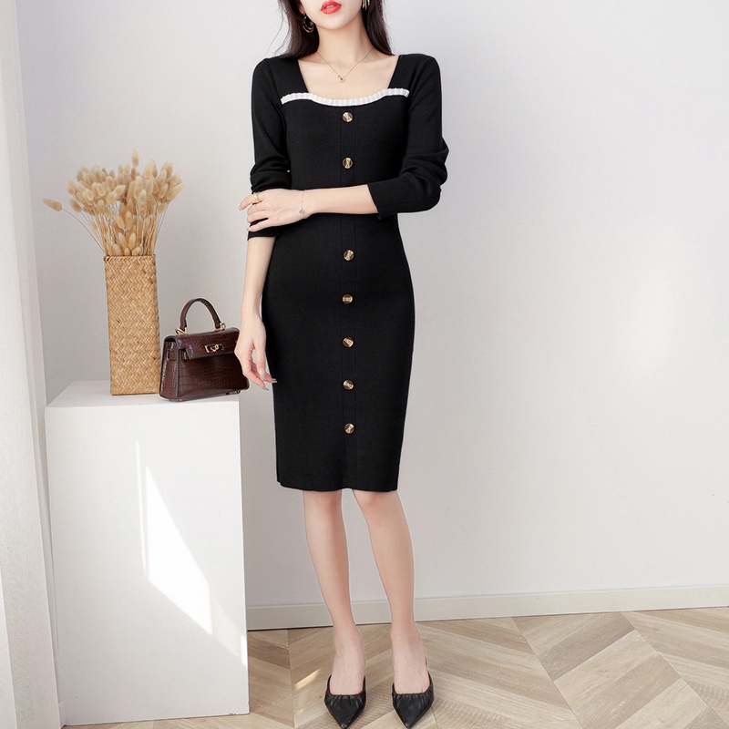 【Elegant】Evening Ladies Bodycon  Bandage Long Sleeves knit Dresses 7375