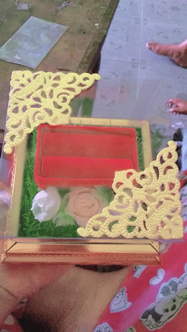 Tempat Cincin Ring Bearer Frame Ringbox Dengan Mika Rumput