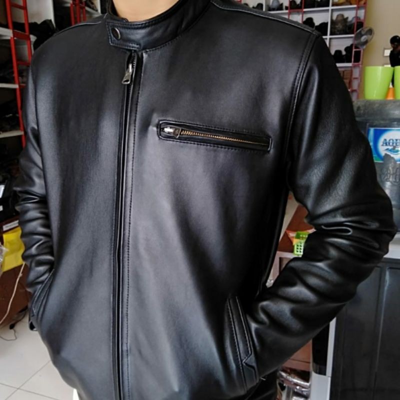 Jaket Kulit Pria Casual Jaket Motor New Trend Elegant