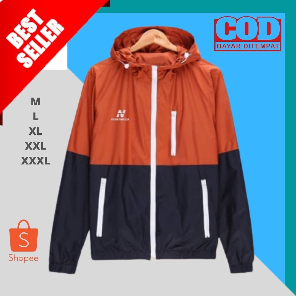 Jaket Parasut Wanita Olaraga Waterproof Ukuran Jumbo Big Size Motif Polos Bahan Tebal Import M L XL 