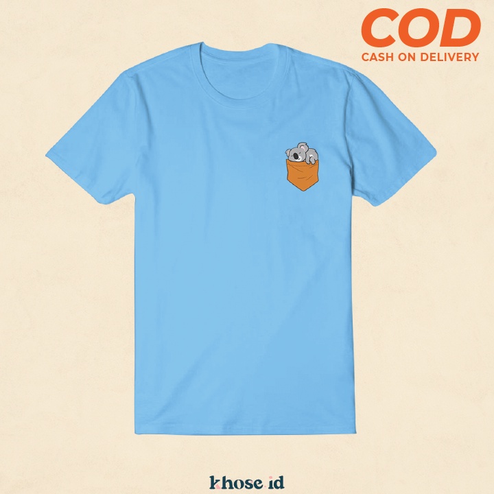 KHOSE KAOS UNISEX KARAKTER KOALA POCKET KODE P-05 / KAOS CUTE ANIMALS / KAOS SABLON DIGITAL / KAOS WANITA