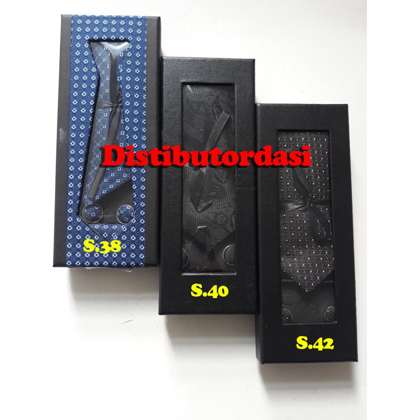 Dasi Set Gift Box Manset Cufflinks Dan Pocket Square Distributor