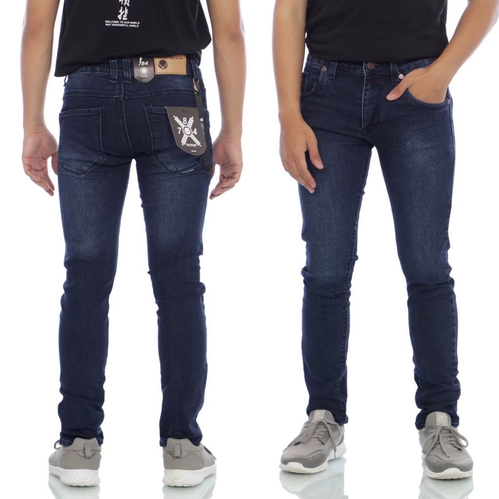 Celana jeans panjang pria slim-fit original 784 victory