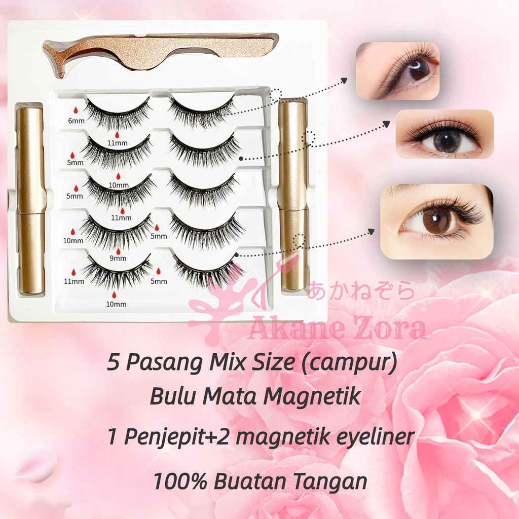 Akane Zora Bulu Mata Magnet Natural Bulu Mata Palsu Tanpa Lem False Eyelashes Bulu Mata Eyelash Extension Tidak Perlu Lem Eyelash Extension Penjepit Bulu Mata Eyelash Curler Makeup Eyelash Magnet Bulu Mata Palsu Natural