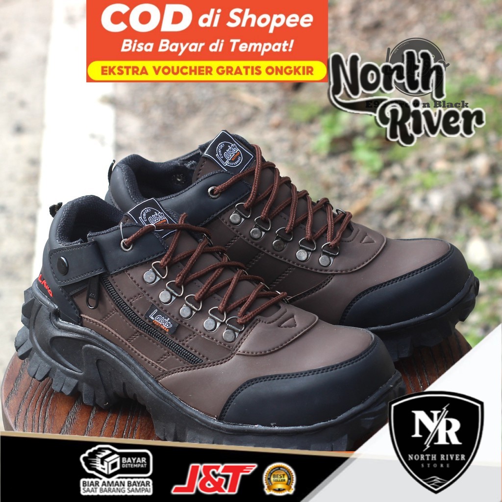 Northriver.id - SEPATU SAFETY TOURING HIKING OUTDOOR UJUNG BESI RINGAN DIPAKAI LAVIO E95